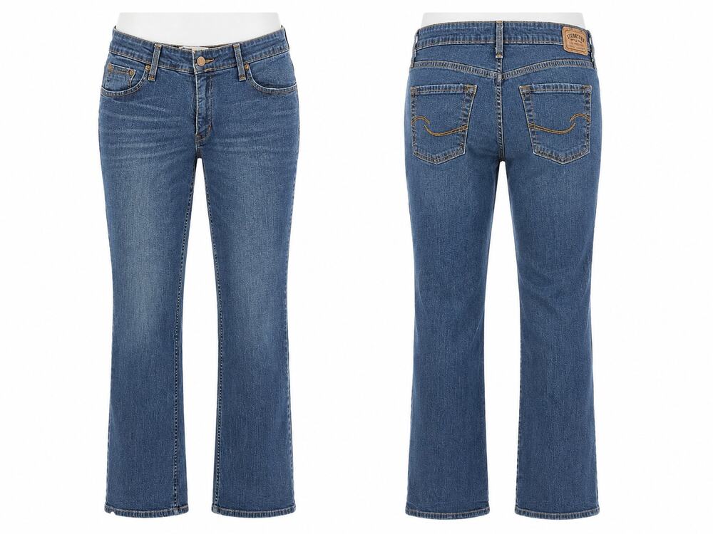 Signature Levi Strauss Bootcut Stretch Jeans Medium Wash Womens Short Size 14